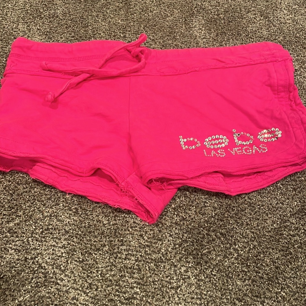 💜Bright Pink Bebe Las Vegas Souvenir Shorts Large